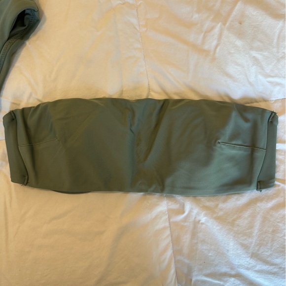 Aerie High-Waist Swim Bottoms and Bandeau Top in Olive Green - Picture 2 of 4